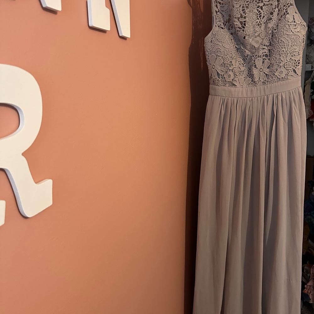 Lulu's Soft Gray Lace Detail Dress